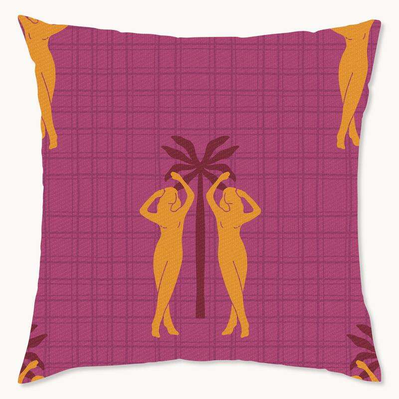 Wynwood Studio Retro Tropical Outdoor Throw Pillow, 18" x 18", Blush Oasis Bed Bath & Beyond